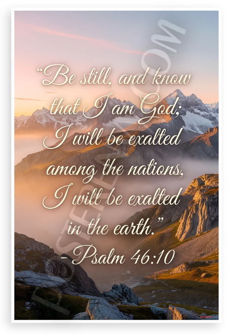 Psalm 46:10 'Be Still and Know That I Am God' Inspirational 12x18 US Made Poster