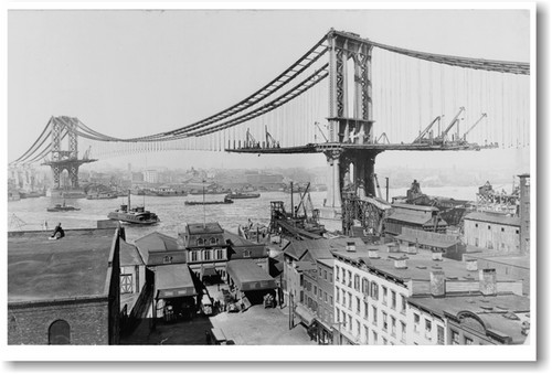 Manhattan Bridge construction 1909