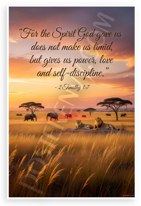 2 Timothy 1:7 'Spirit God Gave Us Power Love Self-Discipline' Inspirational 12x18 US Made Poster