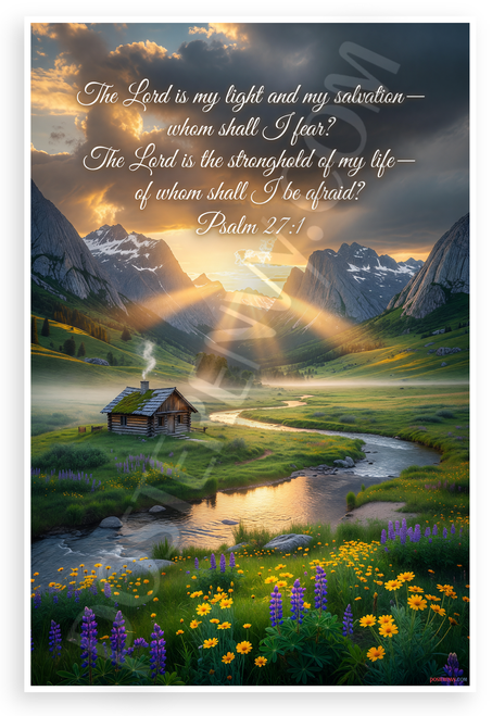 Psalm 27:1 'The Lord is My Light and Salvation' Inspirational 12x18 US Made Poster
