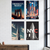 New York City Landmarks — 4 Poster Set — Brooklyn Bridge, Times Square, Chrysler Building, Flatiron Building — 12x18 Inch | Made in USA