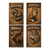 Rustic Carved Wood Wildlife — 4 Poster Set — Raccoon, Red Fox, Moose, Gray Wolf — 12x18 Inch | Made in USA