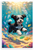 Portuguese Water Dog Swimming with Fish and Bubbles Whimsical 12x18 US Made Poster