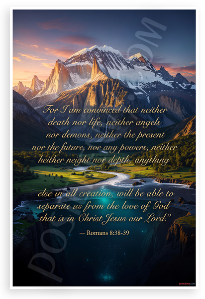Romans 8:38-39 'Nothing Will Separate Us From Gods Love' Inspirational 12x18 US Made Poster