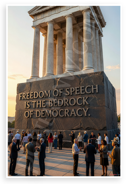 Freedom of Speech is the Bedrock of Democracy Inspirational 12x18 US Made Poster