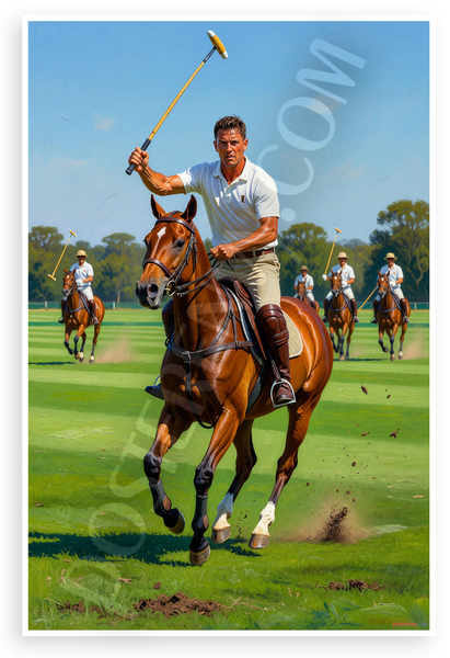 Nacho Figueras Polo Action Horseback Oil Painting 12x18 US Made Poster