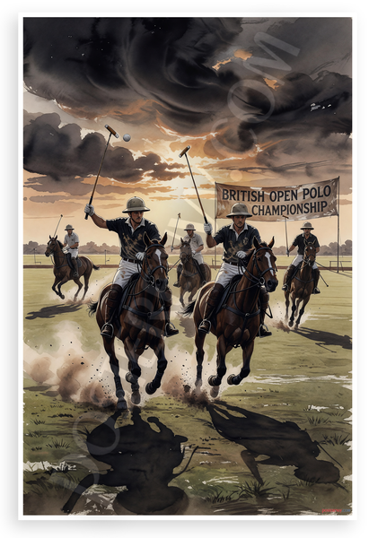British Open Polo Championship Polo Players Action 12x18 US Made Poster