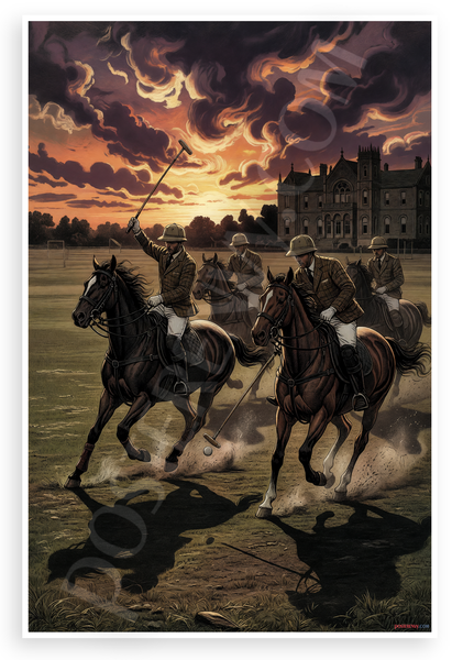 Polo Players British Open Championship Dramatic Gustave Doré Style 12x18 US Made Poster