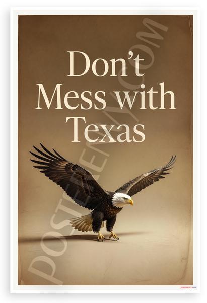 Don't Mess with Texas Bald Eagle Vintage Patriotic 12x18 US Made Poster