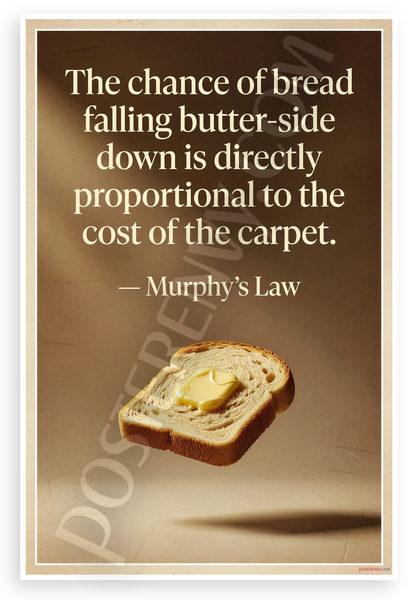 Murphy's Law "Bread Falling Butter-Side Down" Funny 12x18 US Made Poster