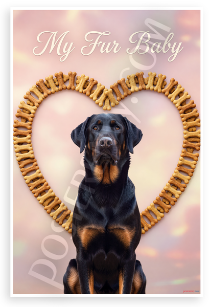 My Fur Baby Beauceron Dog Heart Dog Bone Frame 12x18 US Made Poster