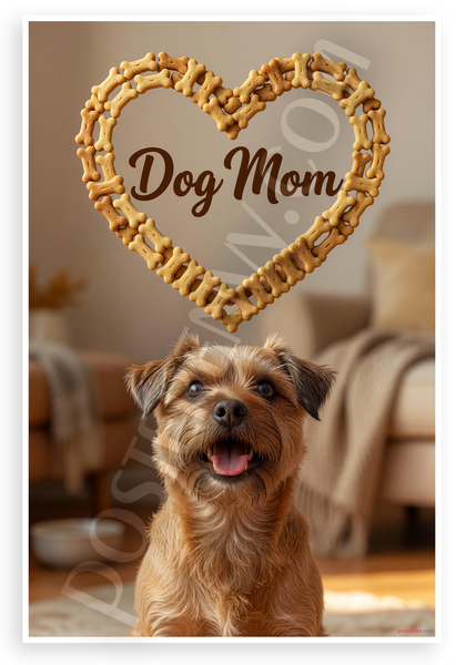 Dog Mom Norwich Terrier Bone Treat Heart Frame 12x18 US Made Poster