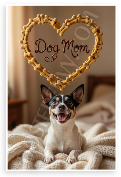 Toy Fox Terrier Dog Mom Heart Bone Treats 12x18 US Made Poster