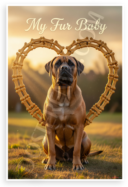 My Fur Baby Boerboel Dog Bone Heart Frame 12x18 US Made Poster
