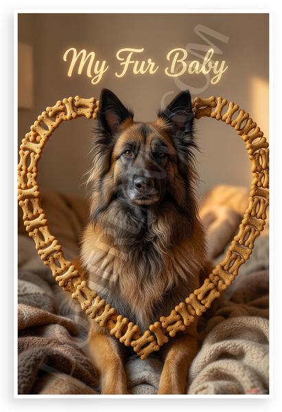 My Fur Baby Belgian Tervuren Dog Bone Heart Frame 12x18 US Made Poster