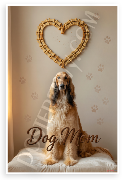 Afghan Hound Dog Mom Bone Heart Paw Prints 12x18 US Made Poster