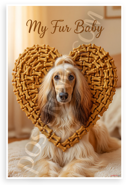 My Fur Baby Afghan Hound Dog Bone Heart Frame 12x18 US Made Poster