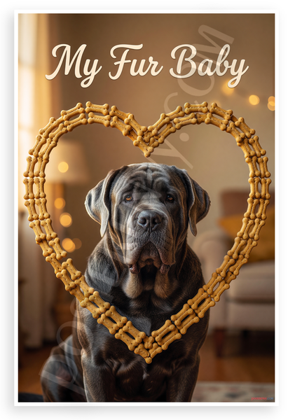 My Fur Baby Neapolitan Mastiff Dog Bone Heart Frame 12x18 US Made Poster