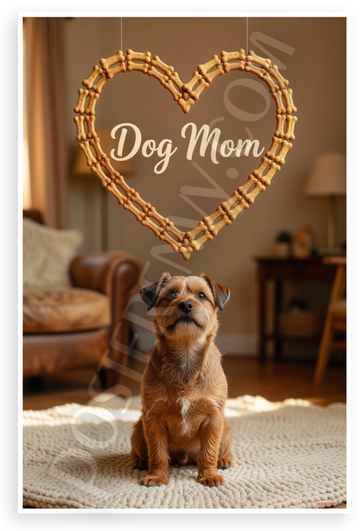 Dog Mom Norfolk Terrier Dog Bone Heart Frame 12x18 US Made Poster