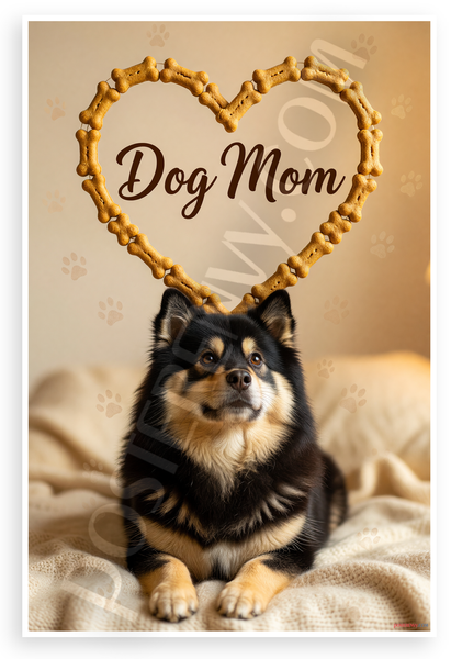 Dog Mom Finnish Lapphund Dog Bone Heart 12x18 US Made Poster