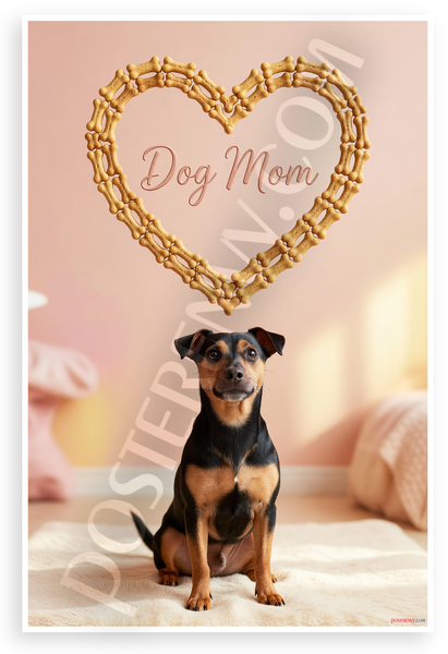 Dog Mom Manchester Terrier Dog Bone Heart Frame 12x18 US Made Poster