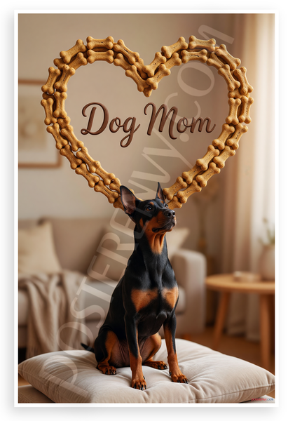 Dog Mom German Pinscher Heart Dog Bone Frame 12x18 US Made Poster