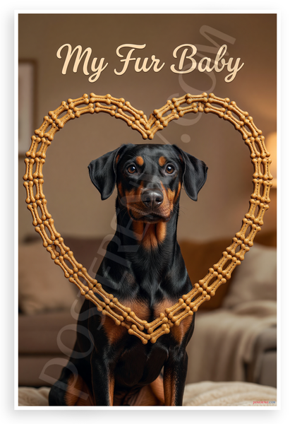 My Fur Baby German Pinscher Dog Bone Heart Frame 12x18 US Made Poster