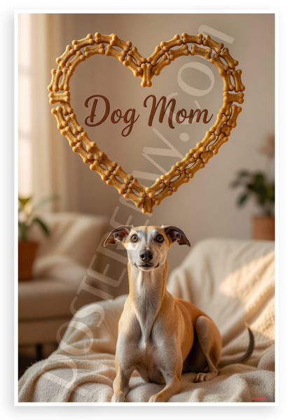 Dog Mom Greyhound Heart Dog Bone Frame 12x18 US Made Poster