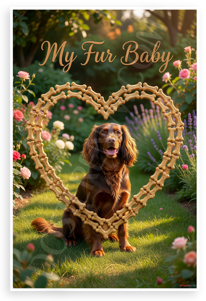 Welsh Springer Spaniel My Fur Baby Dog Bone Heart Garden 12x18 US Made Poster