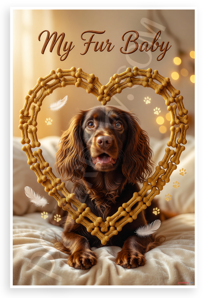 My Fur Baby Field Spaniel Dog Bone Heart Frame 12x18 US Made Poster