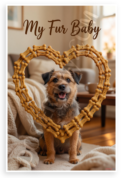 My Fur Baby Australian Terrier Dog Bone Heart Frame 12x18 US Made Poster