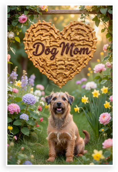 Dog Mom Heart Dog Bone Frame Lakeland Terrier Garden 12x18 US Made Poster