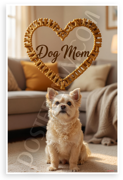 Pumi Dog Dog Mom Heart Bone Frame Cozy Indoor 12x18 US Made Poster