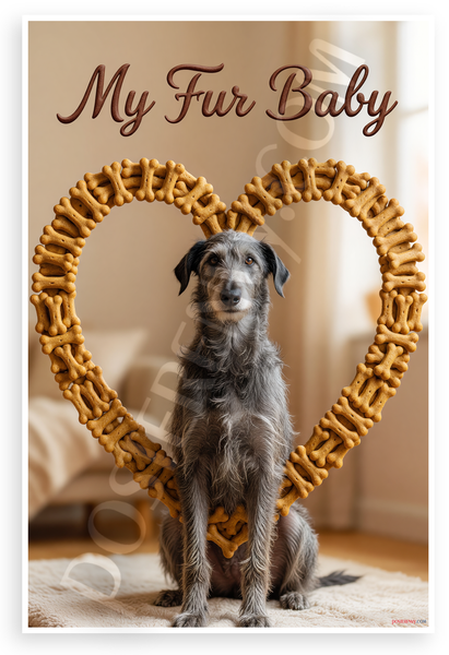 My Fur Baby Scottish Deerhound Dog Bone Heart Frame 12x18 US Made Poster