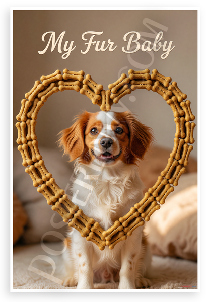My Fur Baby Nederlandse Kooikerhondje Dog Bone Treat Heart 12x18 US Made Poster