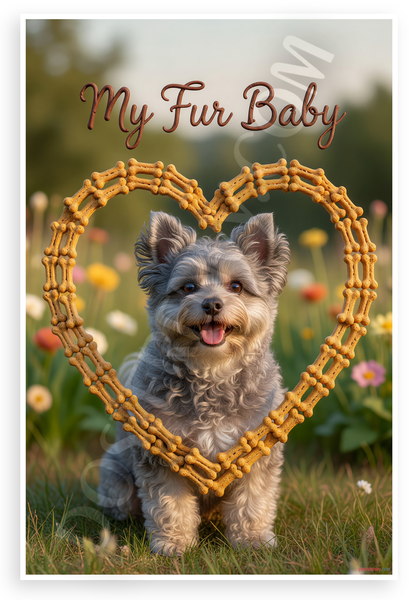 My Fur Baby Pumi Dog Dog Bone Heart Frame Pet Lover 12x18 US Made Poster
