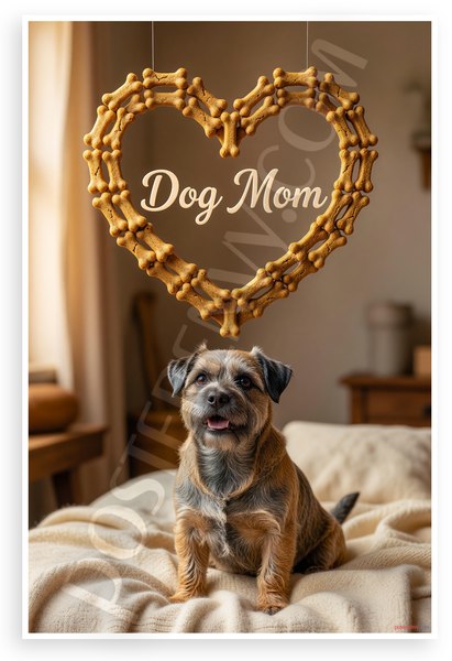 Dog Mom Glen of Imaal Terrier Dog Bone Heart 12x18 US Made Poster