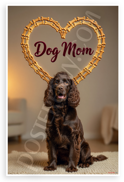 Dog Mom Irish Water Spaniel Dog Bone Heart Frame 12x18 US Made Poster