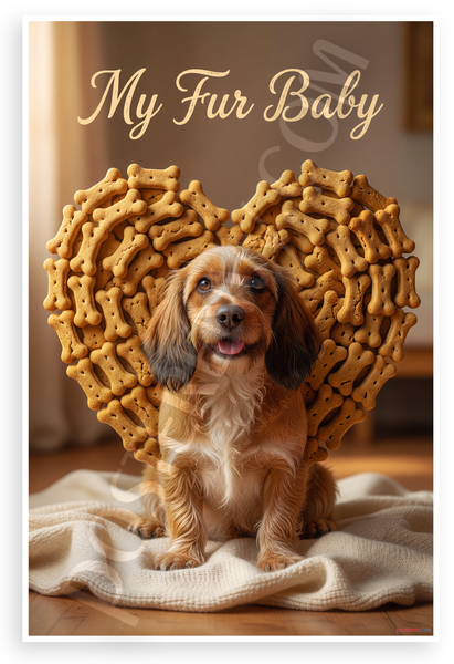 My Fur Baby Petit Basset Griffon Vendeen Dog Bone Treat Heart 12x18 US Made Poster