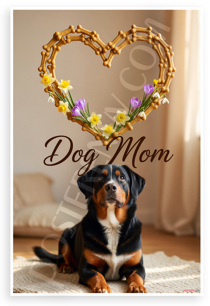 Entlebucher Mountain Dog Dog Mom Heart Bone Frame 12x18 US Made Poster
