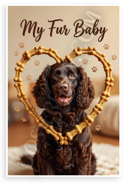 My Fur Baby Irish Water Spaniel Dog Bone Heart Frame 12x18 US Made Poster