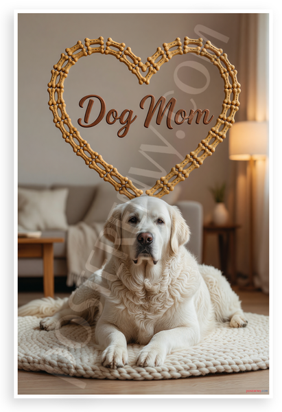 Dog Mom Golden Retriever Dog Bone Heart Frame 12x18 US Made Poster