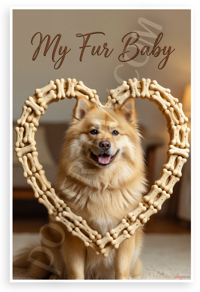My Fur Baby Norwegian Buhund Dog Bone Heart Frame 12x18 US Made Poster