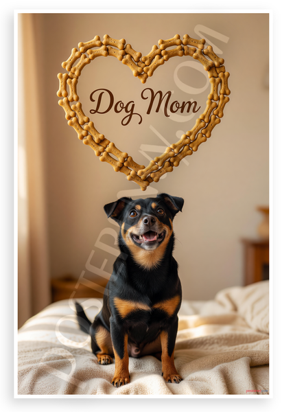 Dog Mom Lancashire Heeler Bone Heart Frame 12x18 US Made Poster