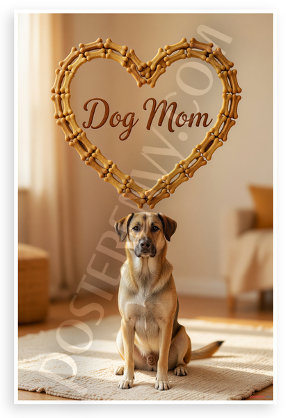 Dog Mom Canaan Dog Bone Heart Frame 12x18 US Made Poster
