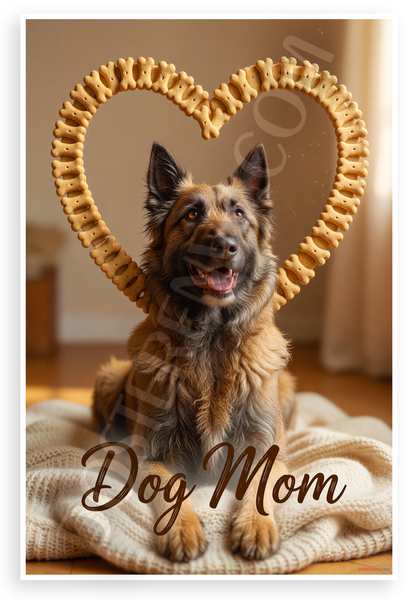 Belgian Laekenois Dog Dog Mom Bone Heart Frame 12x18 US Made Poster
