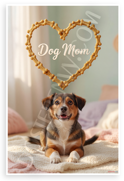 Dog Mom Harrier Puppy Dog Bone Heart Cozy Pet 12x18 US Made Poster