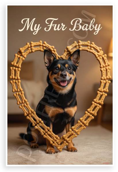 My Fur Baby Lancashire Heeler Dog Bone Heart Frame 12x18 US Made Poster