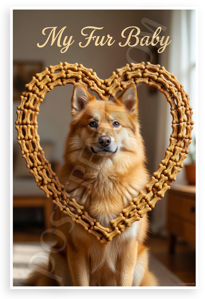 My Fur Baby Finnish Spitz Dog Bone Heart Frame 12x18 US Made Poster