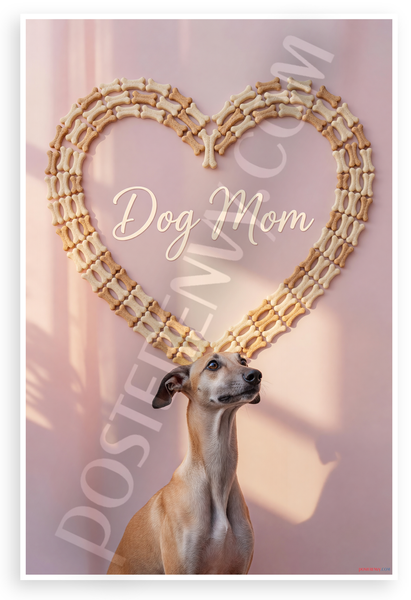Dog Mom Sloughi Heart Dog Bones Pastel 12x18 US Made Poster